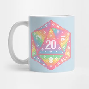 Rainbow D20 Pixel Art Mug